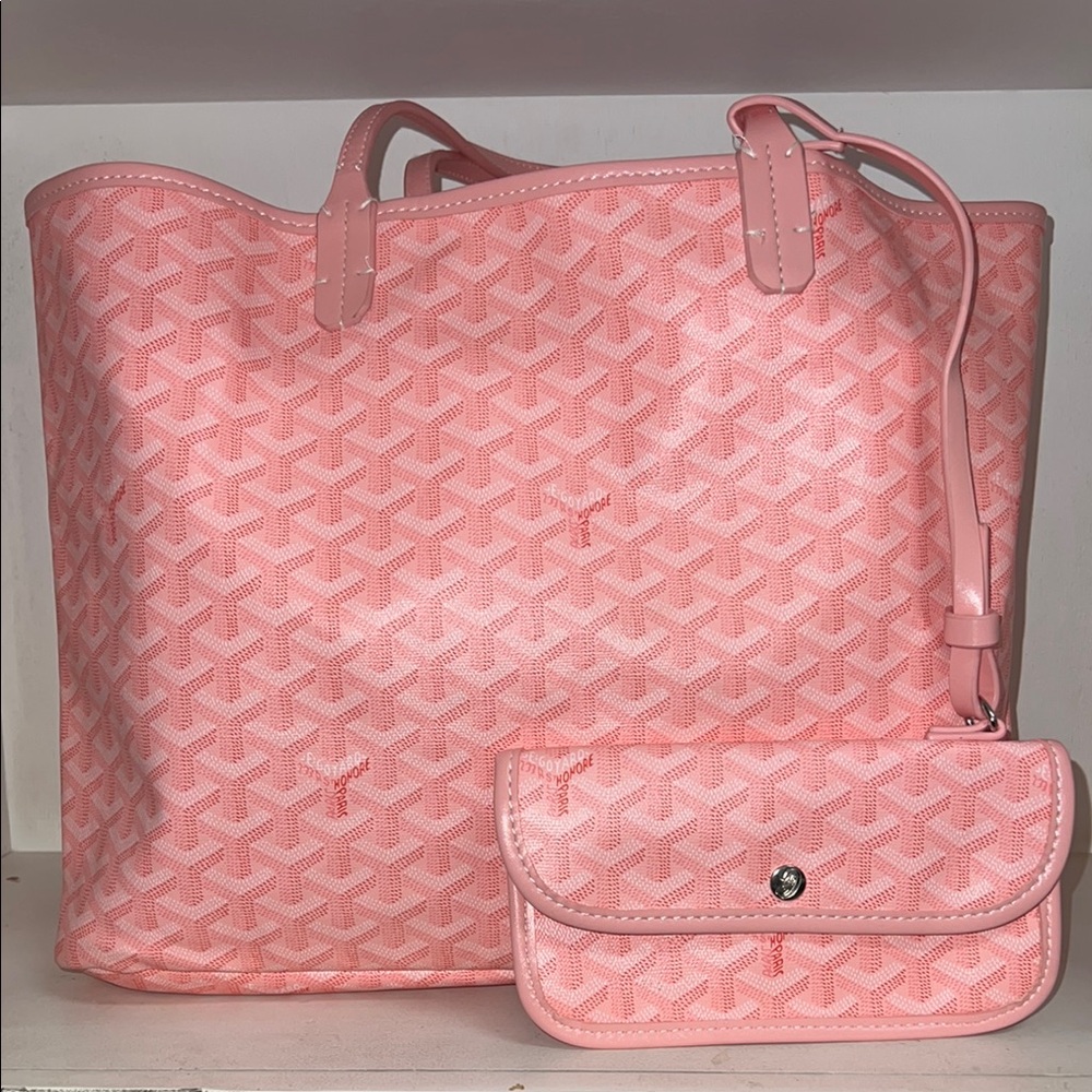 Elegant Pink Tote and Clutch Set